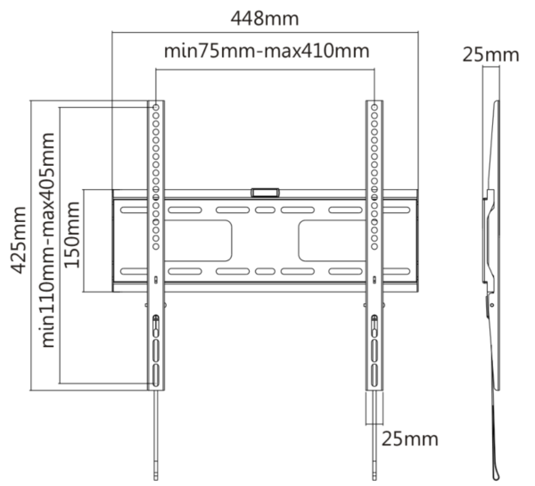DELTACO Väggfäste ARM-1150 | 32–55″ | max 50 kg | Svart - Bild 2