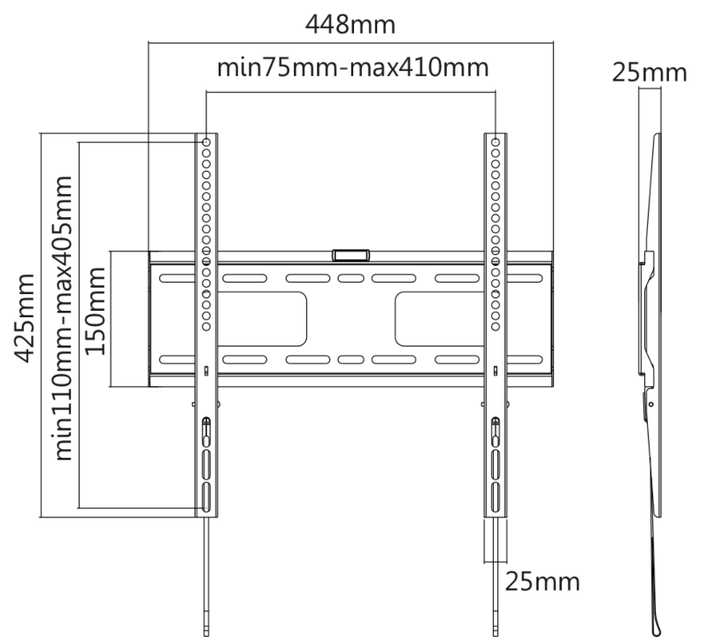 DELTACO Väggfäste ARM-1150 | 32–55″ | max 50 kg | Svart - Bild 2
