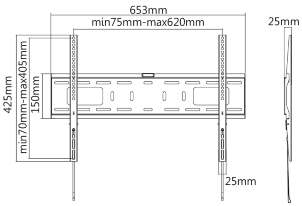DELTACO Väggfäste ARM-1151 | 37–70″ | max 50 kg | Svart - Bild 2