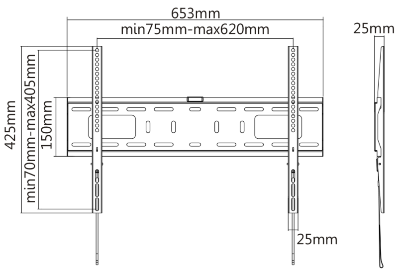 DELTACO Väggfäste ARM-1151 | 37–70″ | max 50 kg | Svart - Bild 2